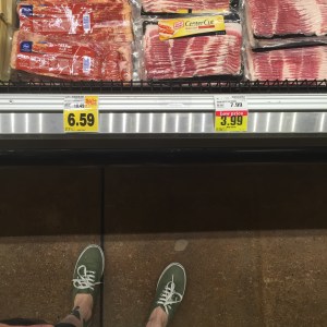 Back at the store for the right kind of bacon.